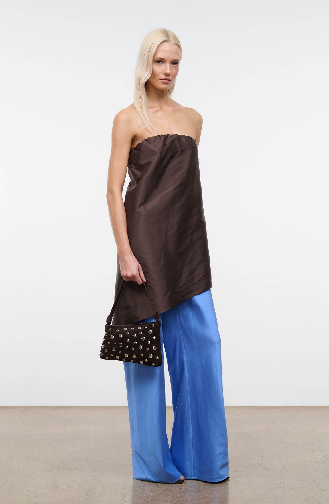 Dani Mini Leather Shoulder Bag, Alternate, color, ESPRESSO STUDS