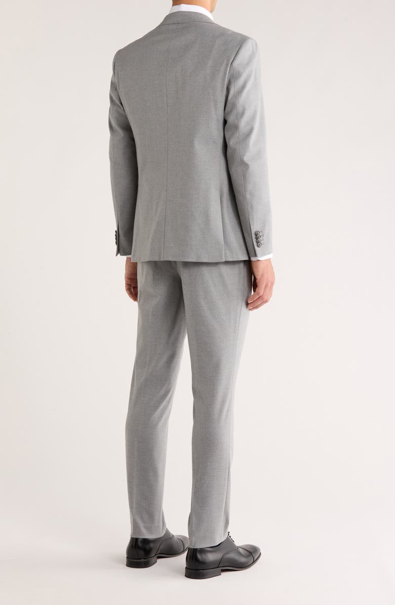 Slim Fit Light Grey Solid Notch Lapel Suit