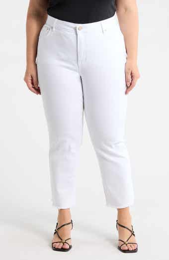 Frayed Ankle Straight Leg Jeans