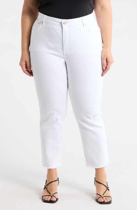 Frayed Ankle Straight Leg Jeans