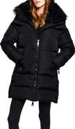 SAM. Addison Water Resistant Down Puffer Coat with Genuine Shearling Collar