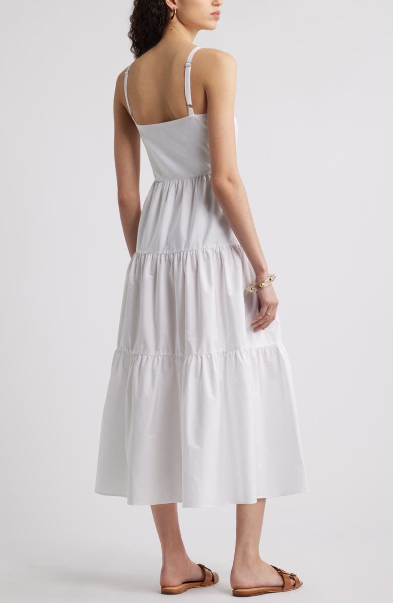Nordstrom Cotton Poplin Tiered A-Line Dress, Alternate, color, White