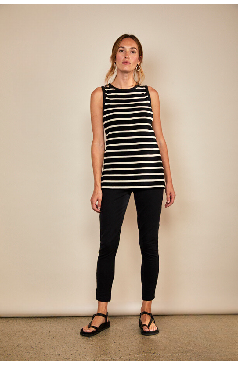 The Bshirt Women's Rib Racer Vest, Alternate, color, Black / White Stripe