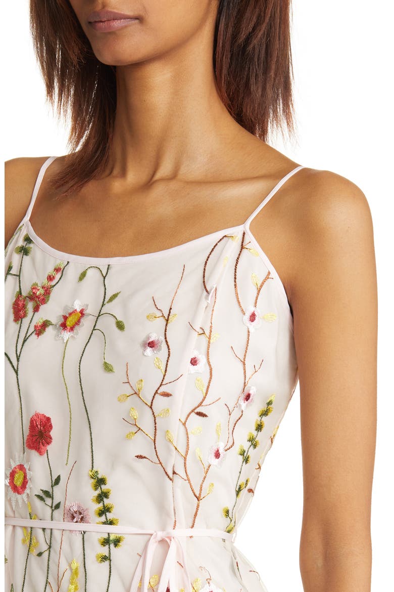 Floral Stem Embroidered Midi Dress, Alternate, color, ECRU MULTI