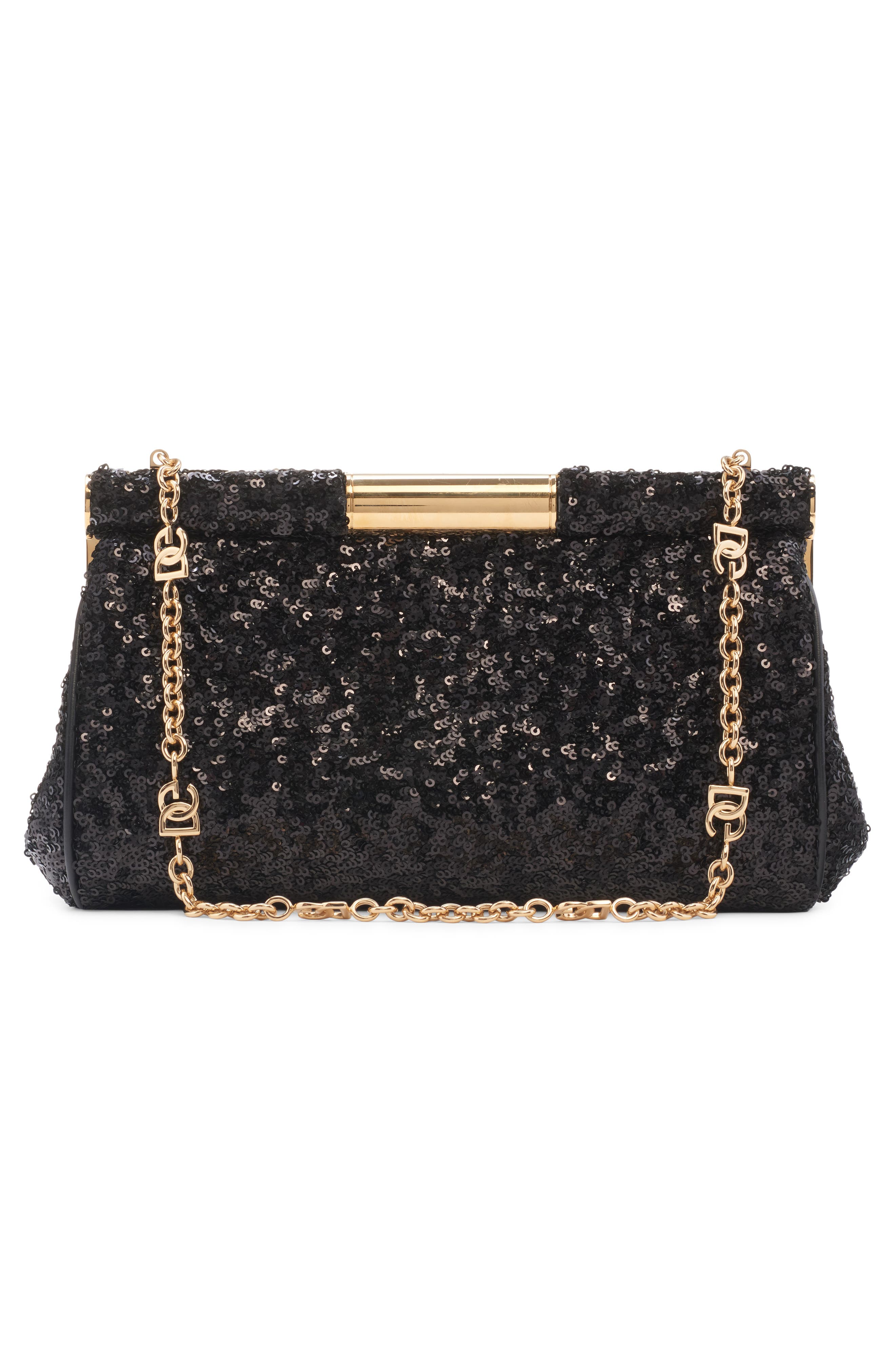 Dolce&Gabbana Marlene Sequin Shoulder Bag, Alternate, color, 80999 Nero