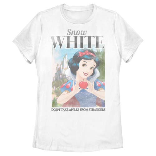 Snow White And The Seven Dwarfs Don't Take Apples From Strangers Poster Graphic T-shirt In White