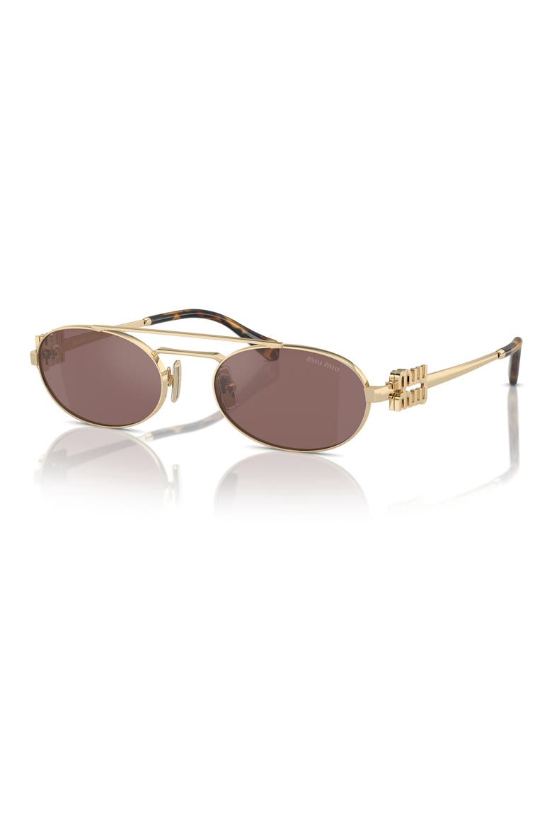 53mm Oval Sunglasses, Alternate, color, PALE GOLD / BROWN MIRROR SILVER INT