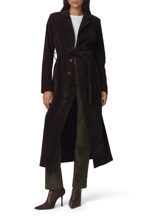 Faux Suede Long Coat