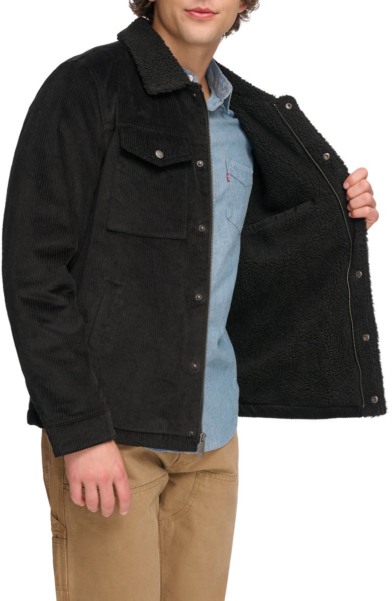 Levi's<sup>®</sup> Corduroy High Pile Fleece Lined Trucker Shacket, Alternate, color,