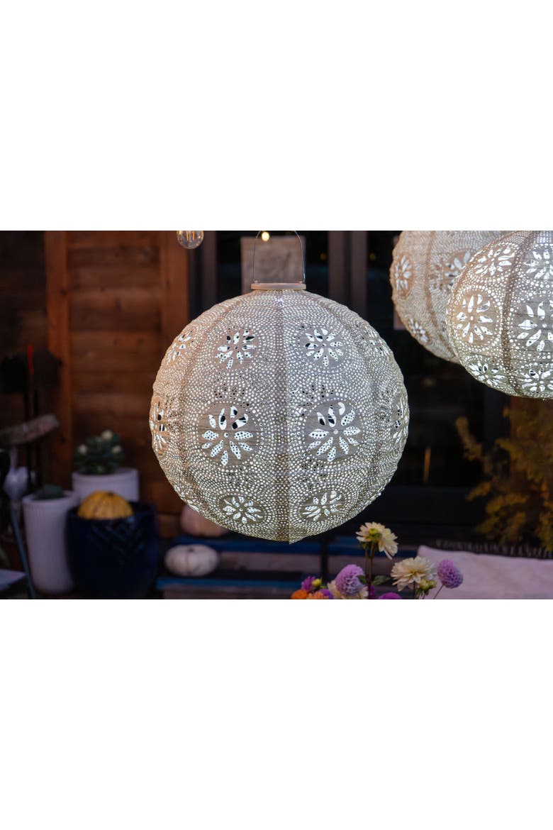 Stella Luxe Globe Boho LED Lantern, Alternate, color, Pearl