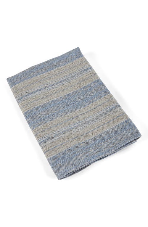 Commune Stripe Linen Kitchen Towel In Blue