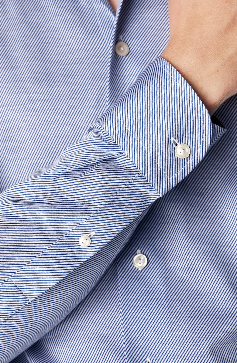 Eton King Slim Fit Pinstripe Knit Cotton Dress Shirt, Alternate, color, 