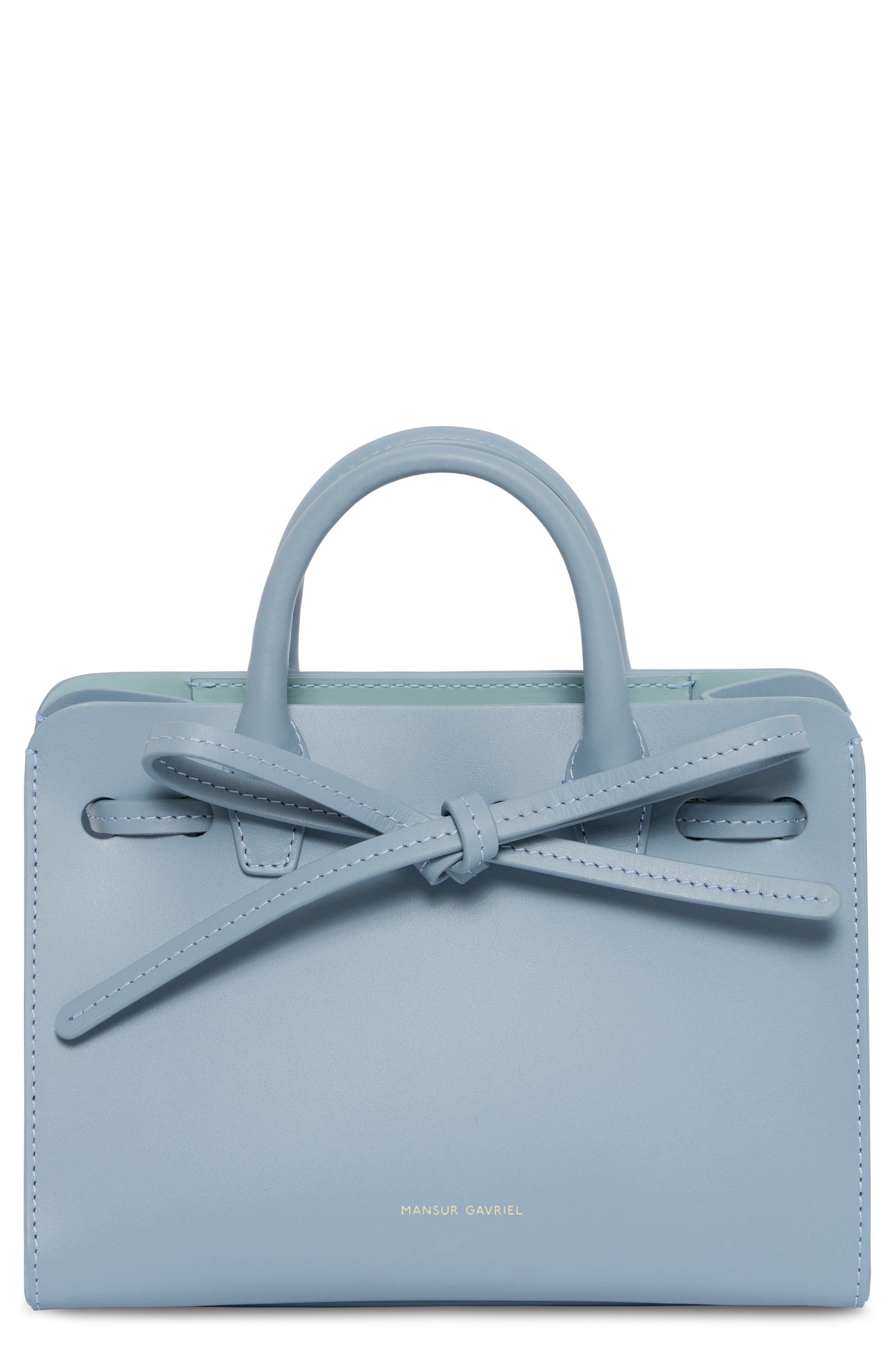 Mini Mini Sun Leather Bag, Main, color, GREY BLUE