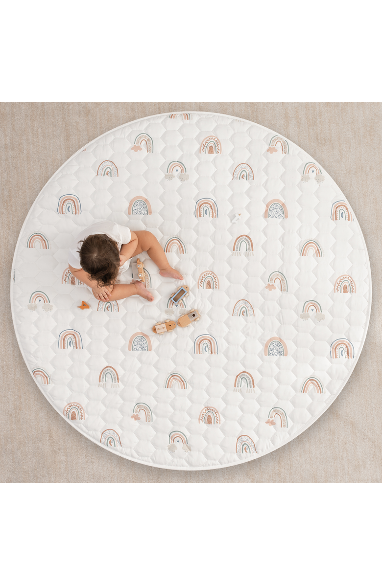 Comfy Cubs Premium Play Mat with Non-Slip Bottom, Round, Alternate, color, Rainbow