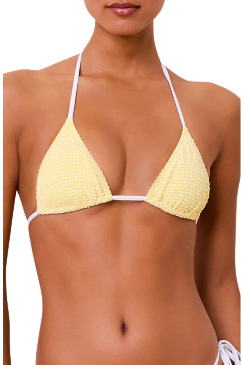 The Iris Gingham Triangle Bikini Top, Main, color, CITRINA