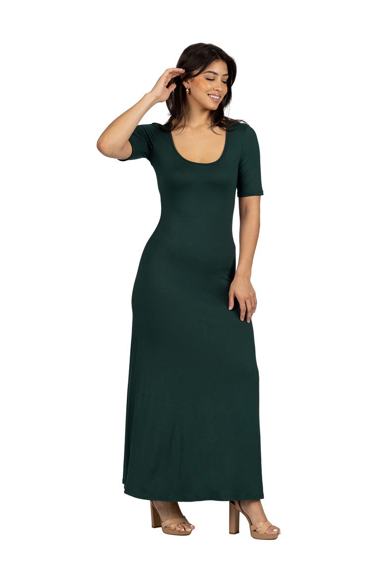 Womens Casual Maxi Dress With Sleeves, Alternate, color, Hunter