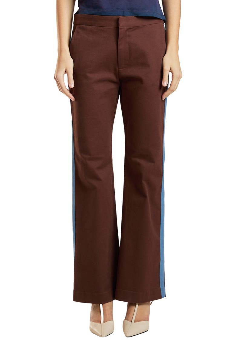 Cotton Cropped Flared Pants, Main, color, Brown