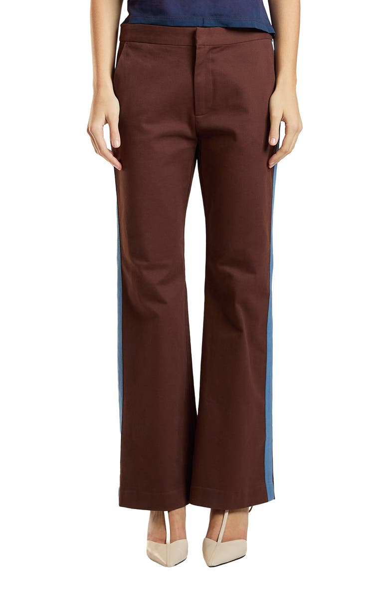 Cynthia Rowley Cotton Cropped Flared Pants, Main, color, Brown
