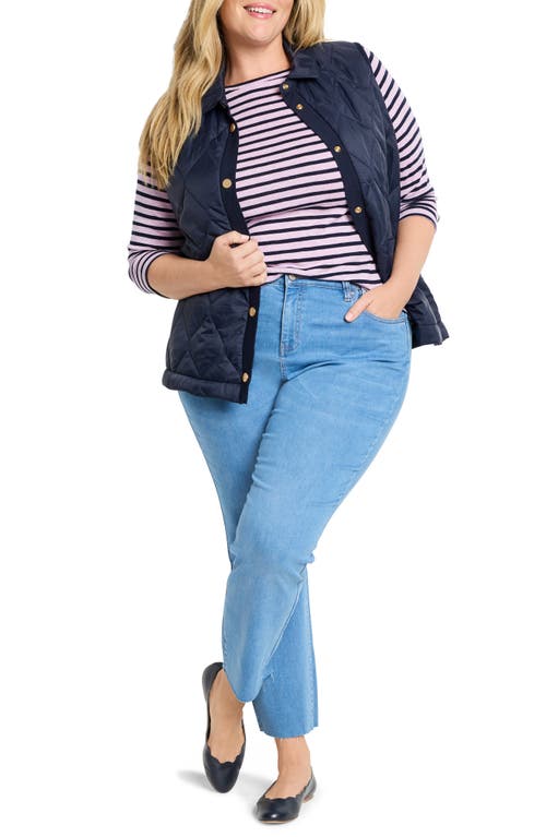Nic + Zoe Nic+zoe Rib Trim Quilted Puffer Vest In Dark Indigo