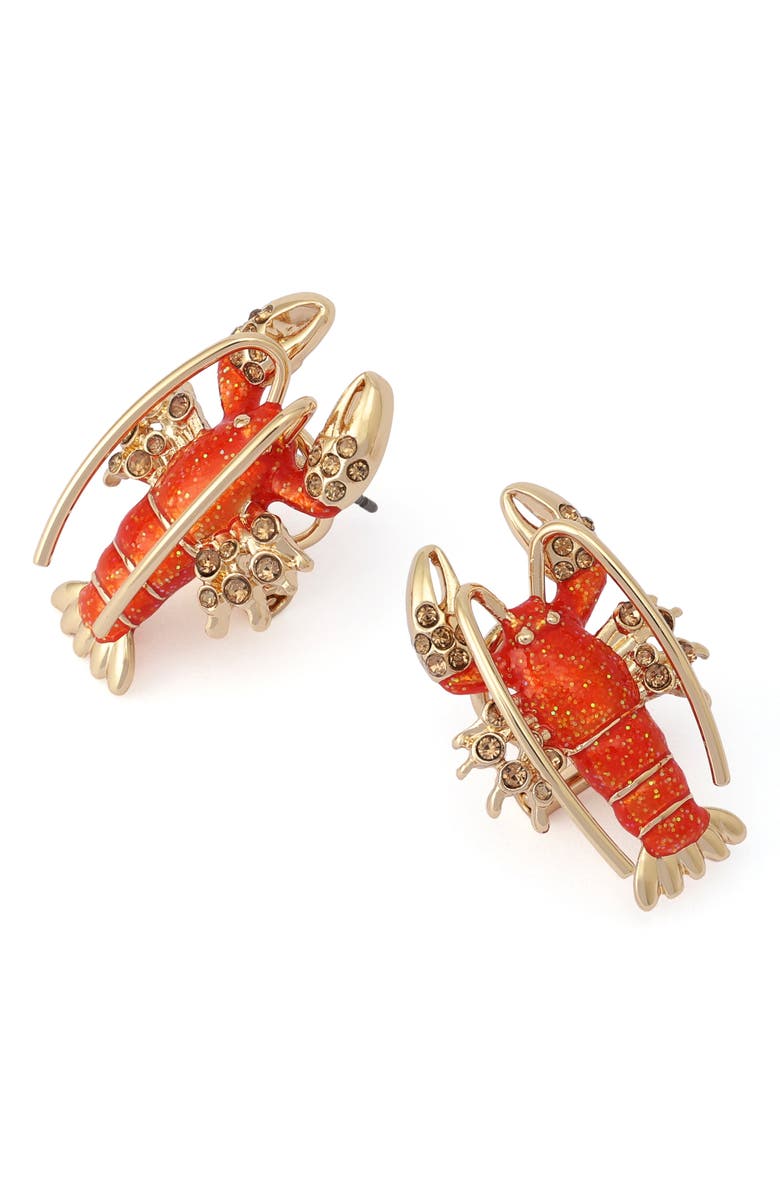 Betsey Johnson Lobster Stud Earrings, Alternate, color,