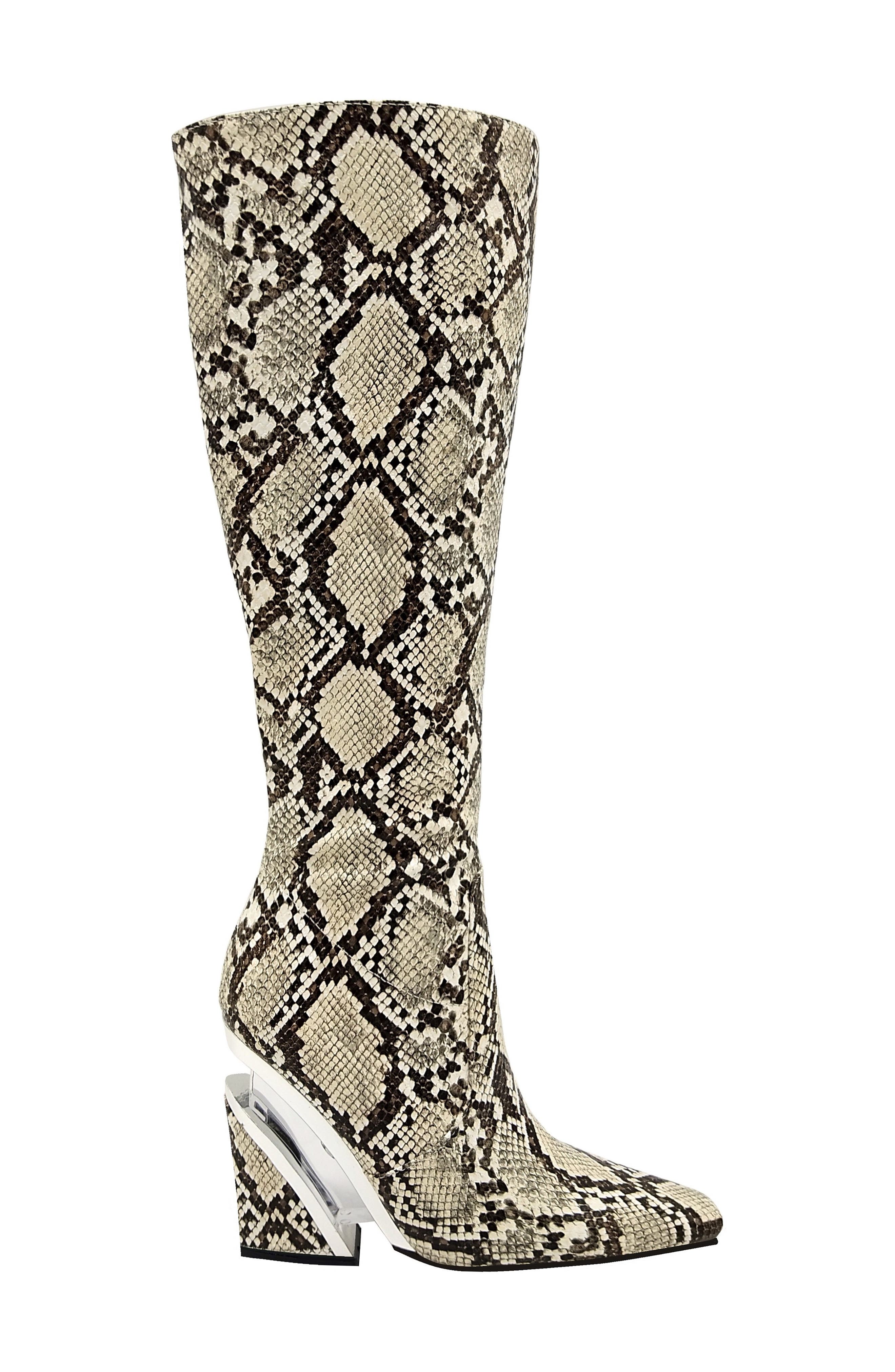 Viva Snake-Embossed Knee High Boot, Alternate, color, NATURAL SNAKE