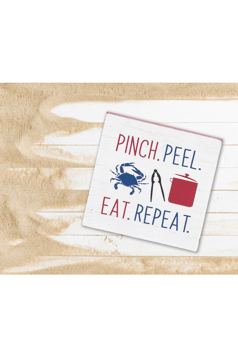 Pinch.Peel.Eat.Repeat Block Shelf Sitter, Alternate, color, Red