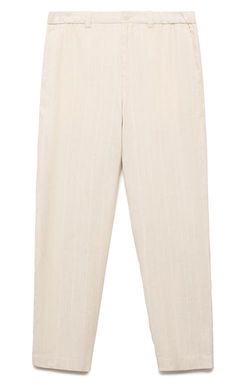 Mango Pinstripe Cotton & Linen Blend Pants In Neutral