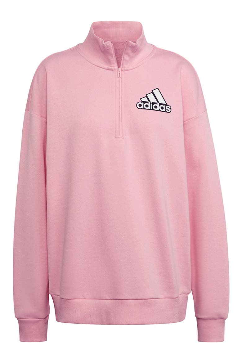 Quarter Zip Pullover, Main, color, LIGHT PINK/WHITE