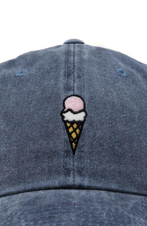 Dalix Double Scoop Embroidered Cap In Washed Navy Blue