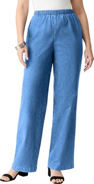 Roaman's Plus Size Comfort Stretch Wide Leg Jean