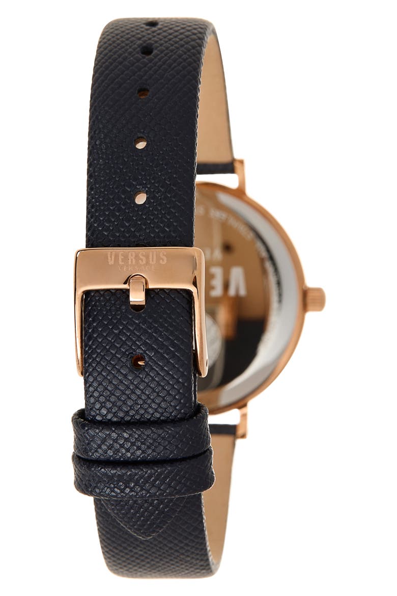 Mar Vista Swarovski Crystal Leather Strap Watch, 34mm, Alternate, color, IP ROSE GOLD