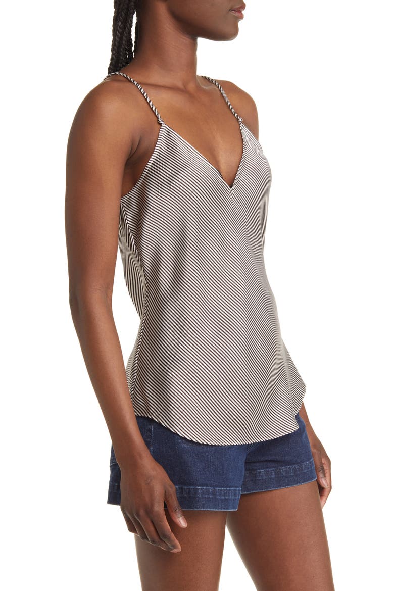 Stripe V-Neck Silk Camisole, Alternate, color, ESPRESSO MULTI