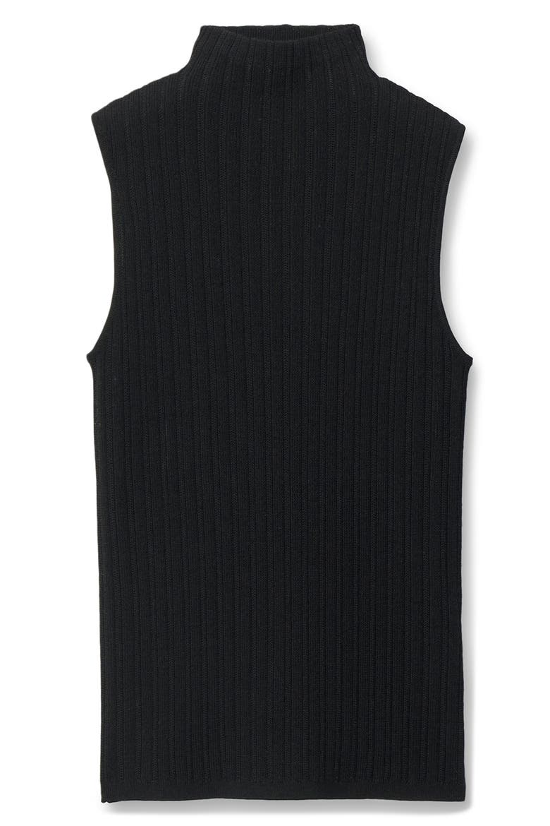 Rhodes Sleeveless Wool Turtleneck, Alternate, color, BLACK