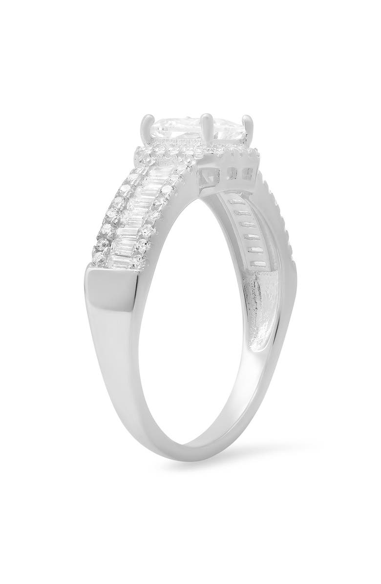 Queen Jewels Sterling Silver Princess Cut CZ Engagement Ring, Alternate, color, Silver