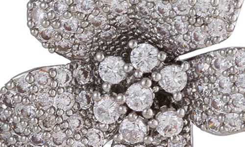 Eye Candy Los Angeles Rose Cubic Zirconia Floral Drop Earrings In Silver