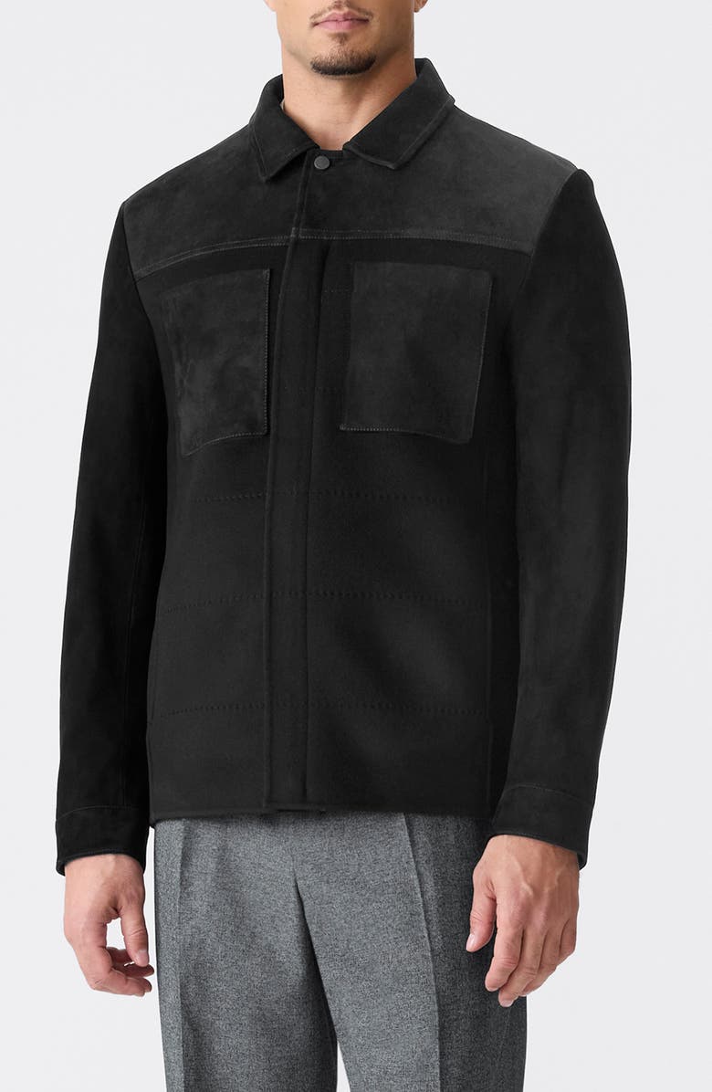 Mackage Wylder Mixed Media Shirt Jacket, Main, color, Black-Black
