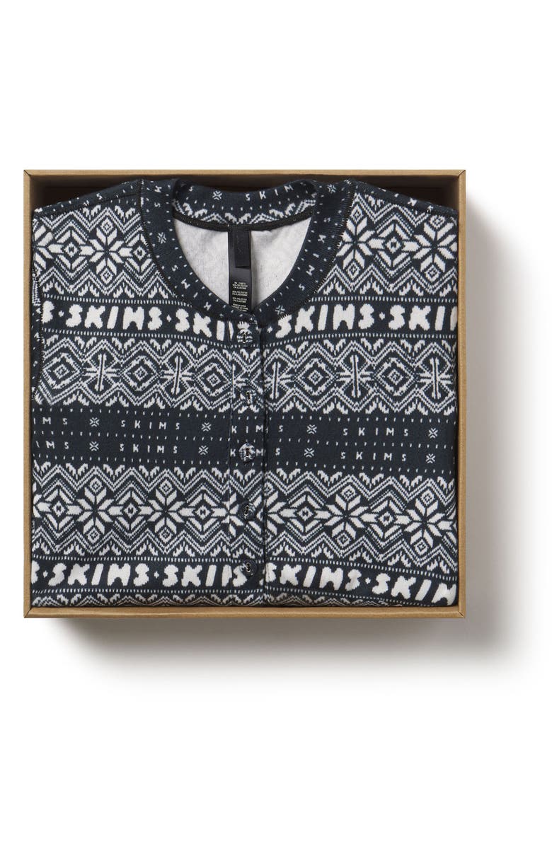 SKIMS Logo Plush Pointelle Henley Pajama Jumpsuit, Alternate, color,