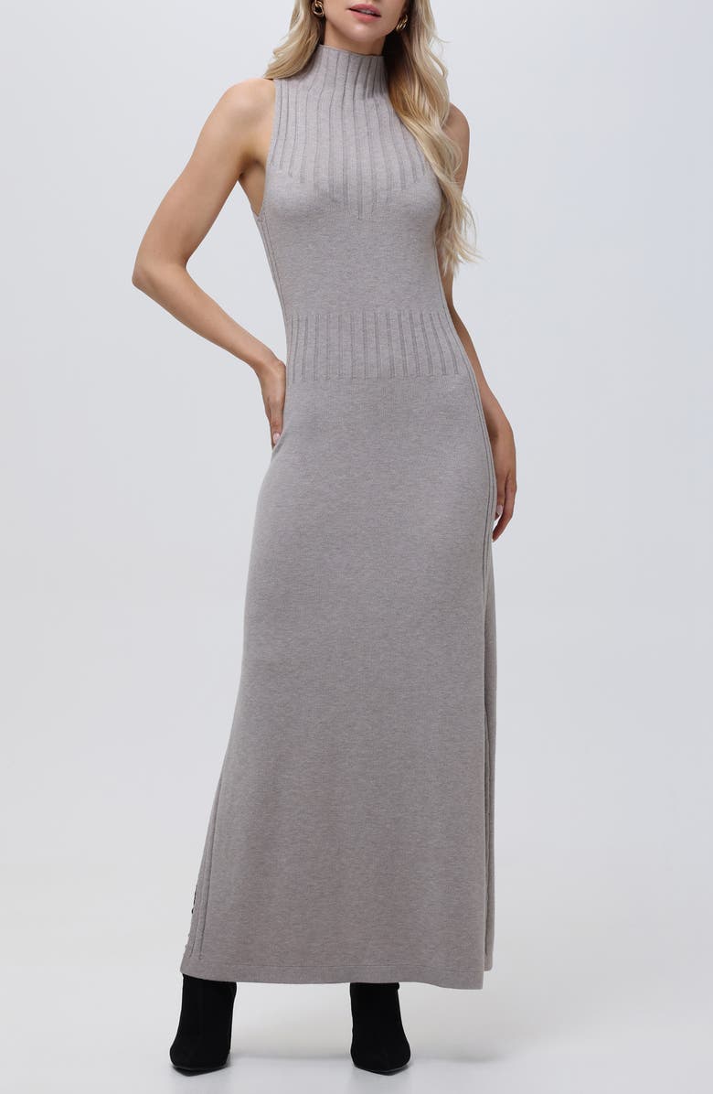 525 Aurora Funnel Neck Sleeveless Rib Maxi Dress, Main, color, 