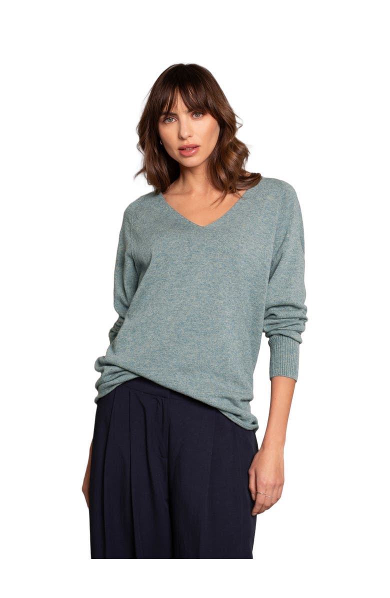 Celtic & Co. GEELONG SLOUCH V SWEATER, Alternate, color, Dark Sage