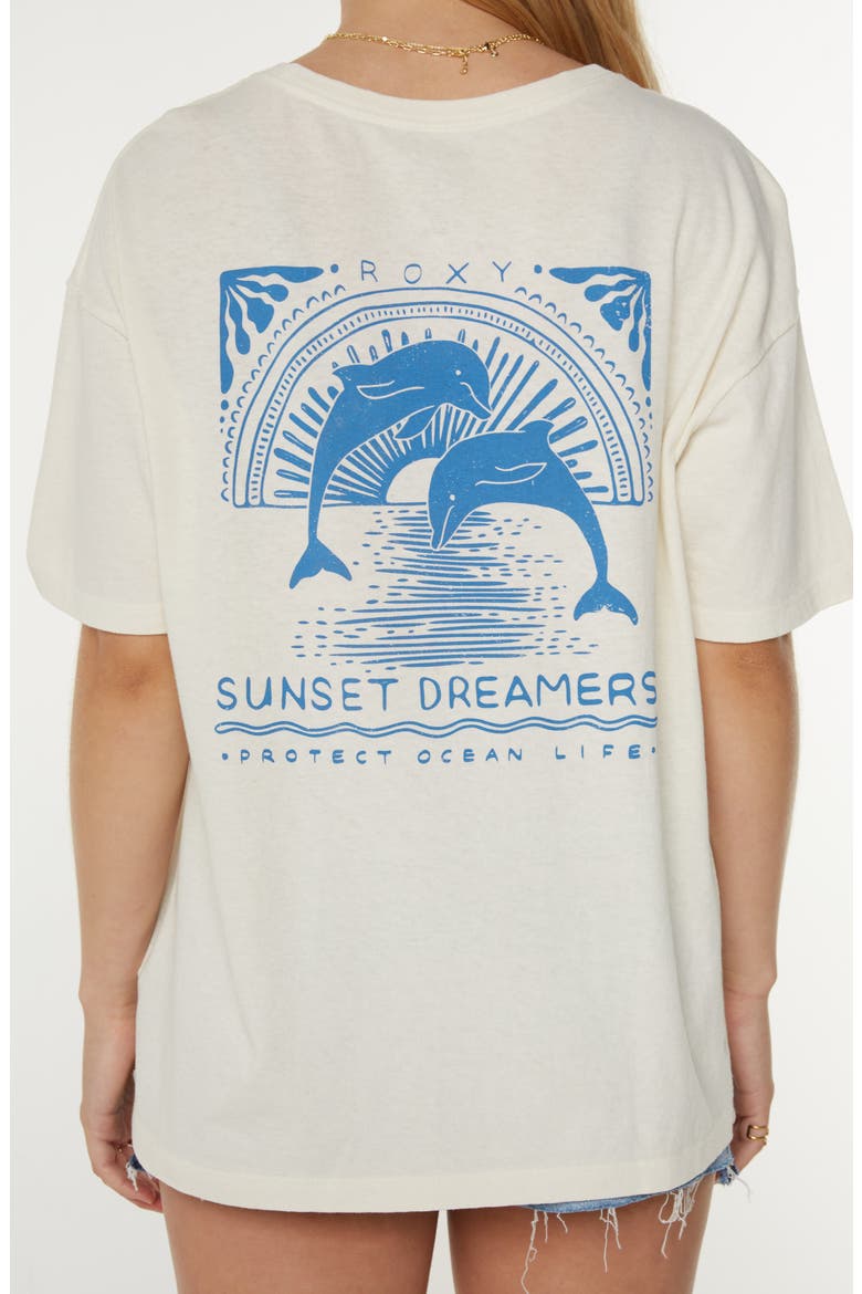 Sunset Dreams Oversize Cotton Graphic T-Shirt, Alternate, color, EGRET SUNSET DREAMS