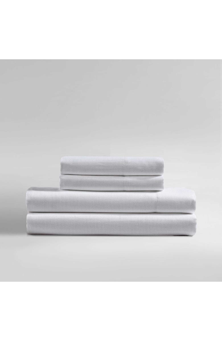 Calvin Klein Microdot Grid 300 Thread Count Cotton Sateen Sheet Set, Alternate, color, White/ Beige Dot