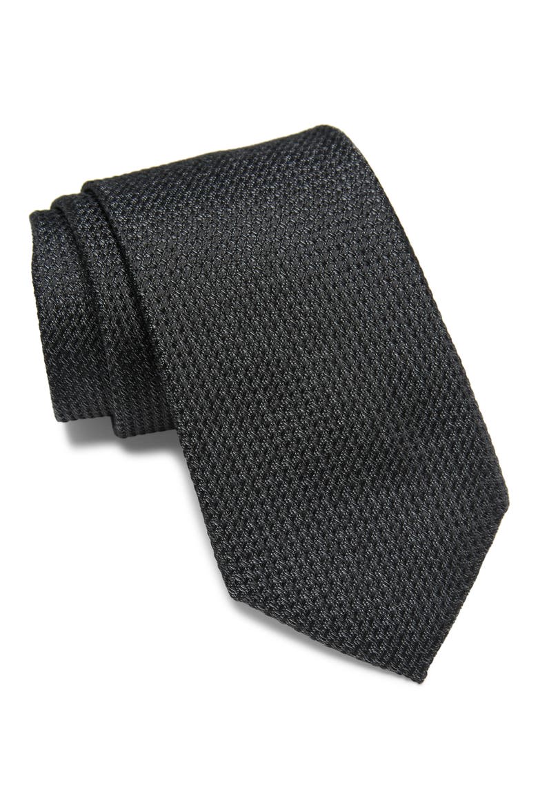 Trammel Textured Silk Tie, Main, color, BLACK