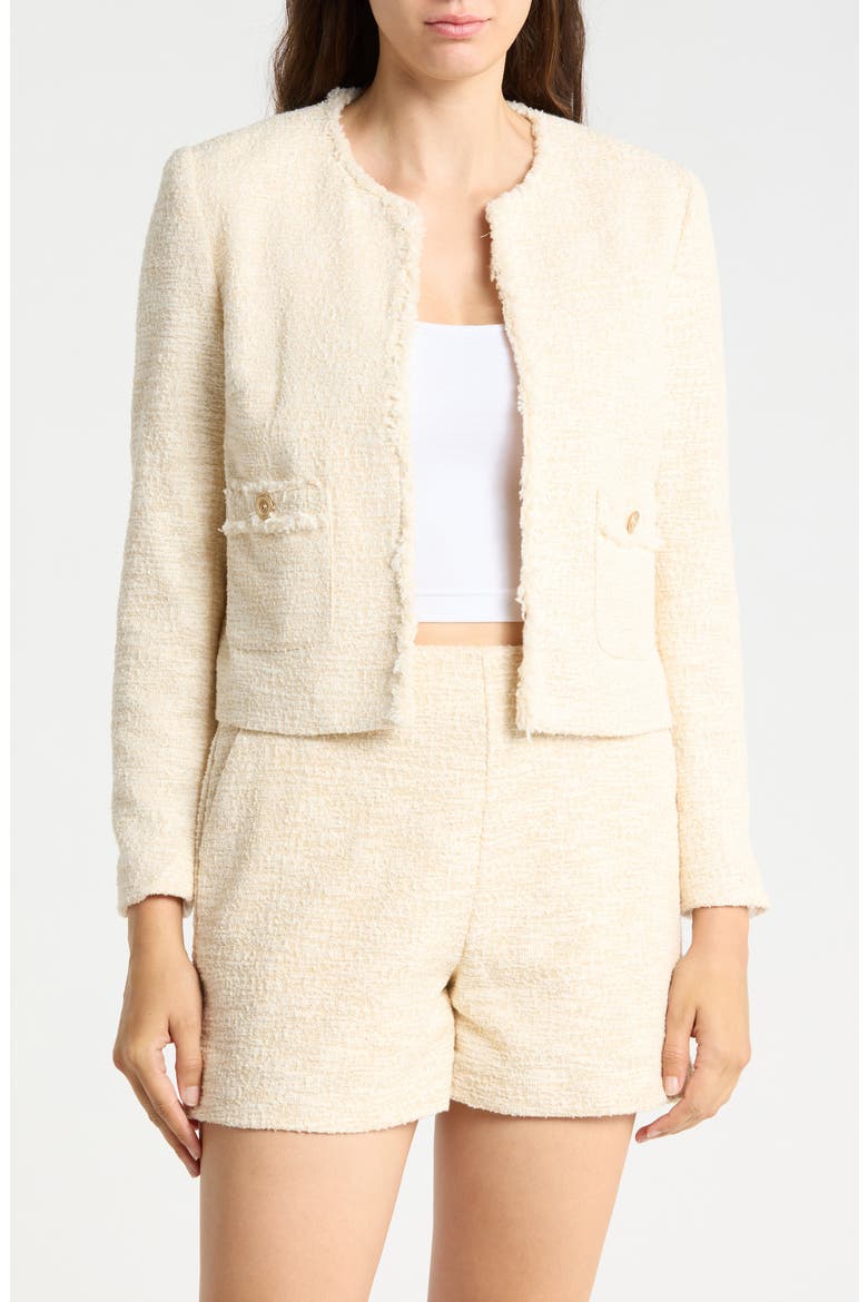 Berry Bouclé Collarless Jacket, Main, color, CREAMY SAND