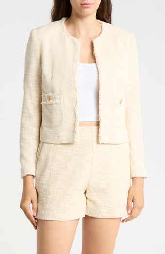 Berry Bouclé Collarless Jacket