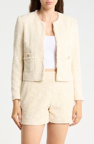 JMCLAUGHLIN Berry Bouclé Collarless Jacket