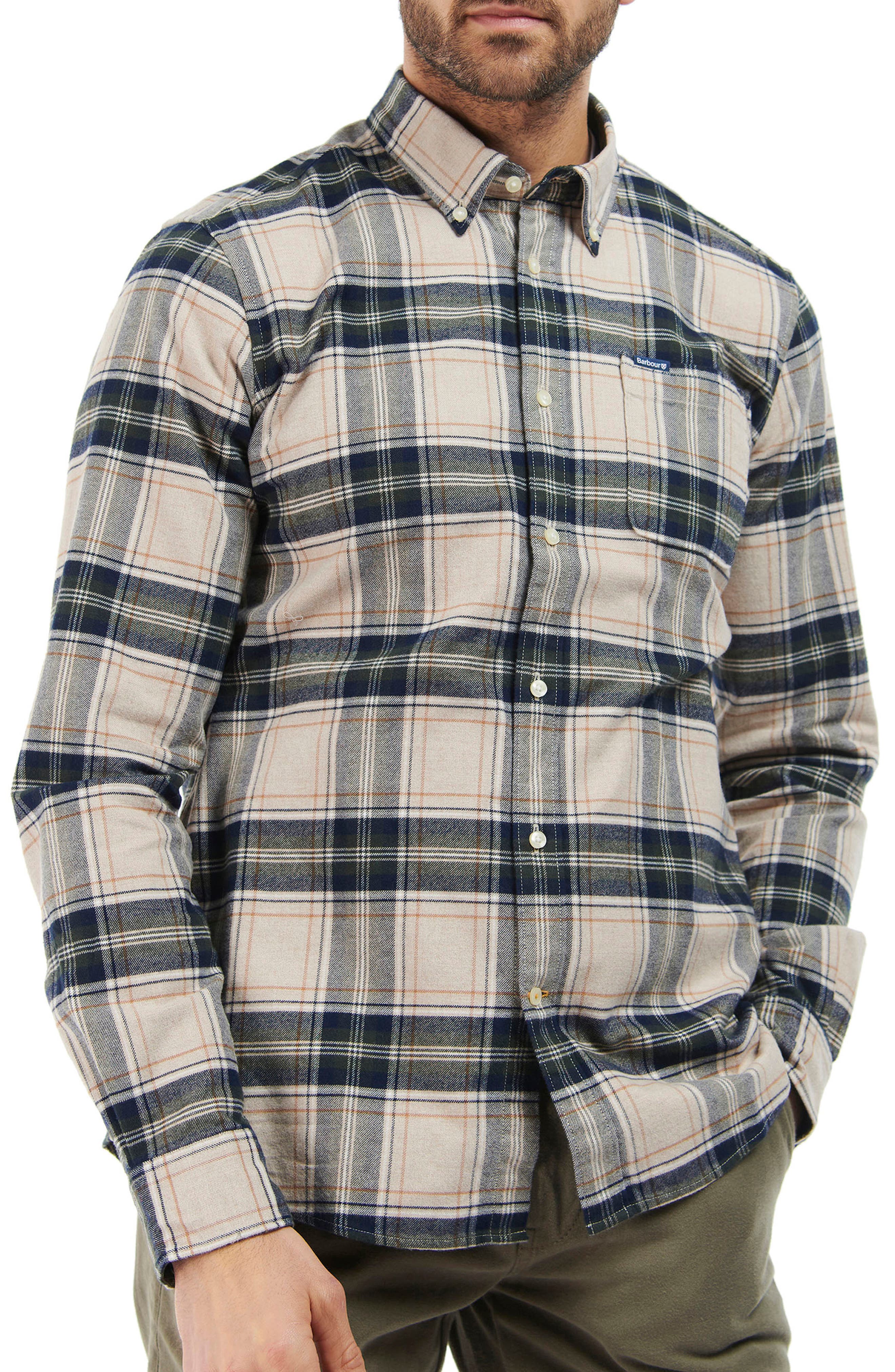 Betsom Tailored Fit Plaid Cotton Button-Down Shirt
