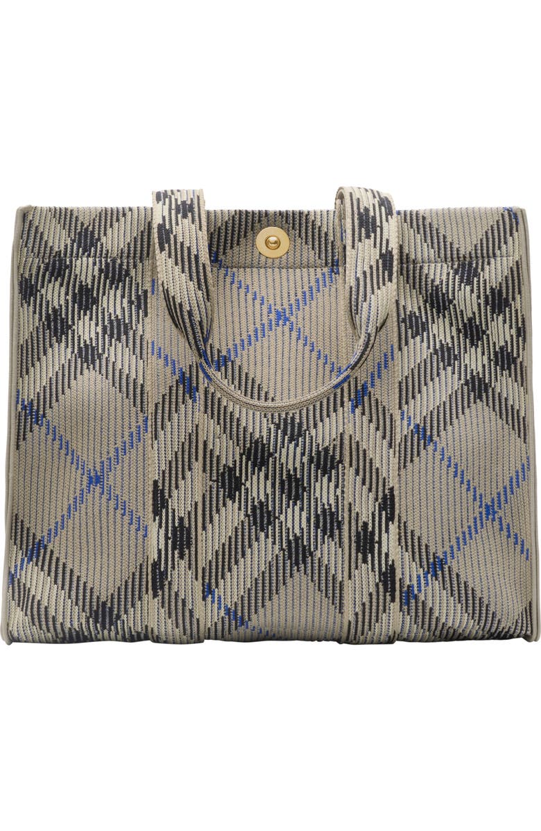 Burberry Medium Check Knitted Tote, Main, color, Lichen