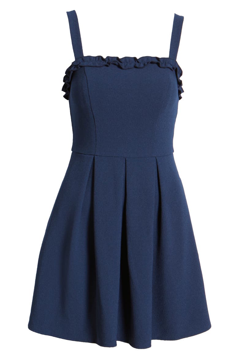 Ruffle Trim Sleeveless Minidress, Alternate, color, NAVY
