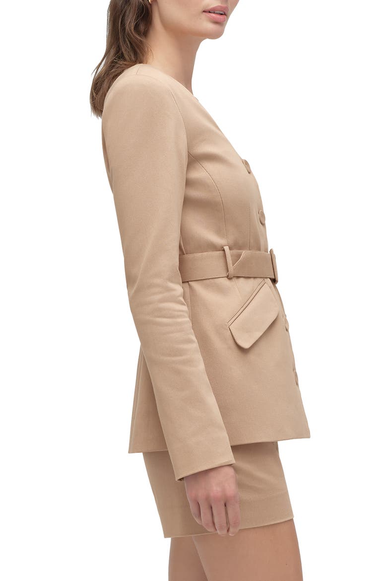 The Christy Belted Stretch Cotton Blend Twill Jacket, Alternate, color, BEIGE