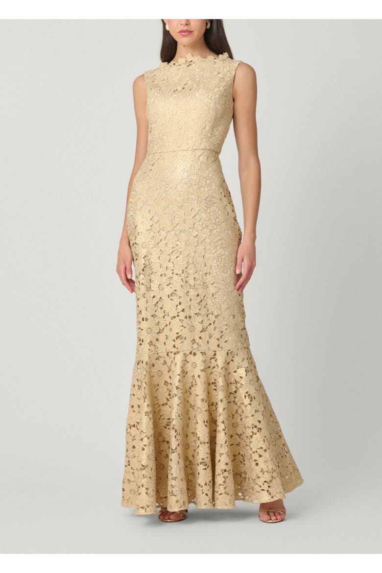 Midnight Reese Foil Lace Dress, Main, color, Gold